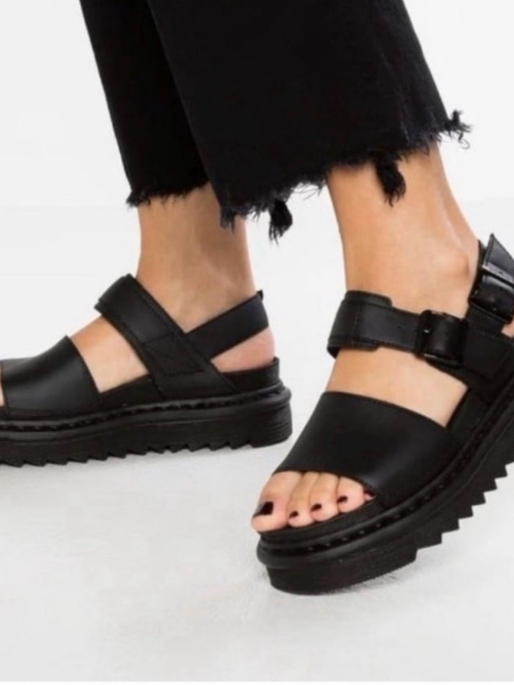 Dr. Martens Black Chunky Platform Leather Sandals - Women